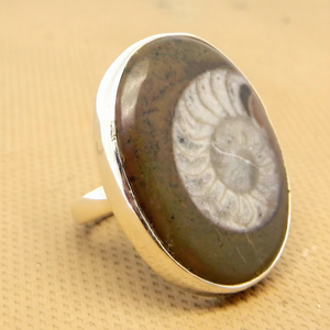 Natural Ammonite Gemstone Classic Wedding Party Solid 925 Sterling <b>Silver</b> Handmade Bezel <b>Set</b> <b>Rings</b> - Product Image 1