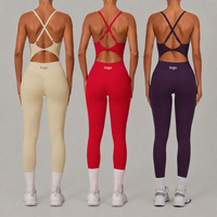 Pakaian Olahraga Mewah Trendi Terbaru 2027 Grosir Pakaian Yoga Jumpsuit Tanpa Punggung untuk Wanita