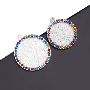 20 25 30mm Blank Lünette Anhänger Tablett Farbe Cabochon Anhänger Tablett Diamant Foto rahmen Anhänger für die Schmuck herstellung