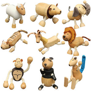 Artesanía de madera simulación de madera modelo animal decoraciones conjunto granja bosque Zodiaco animal bebé muñeca de Madera Juguetes de educación temprana - Product Image 3