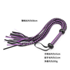 Handgemaakte Pu Leer 8-Strand Zwart Leer Meerdere Gevlochten Zweep Met Kwast Sm Flirten Speelgoed Slave <span class=keywords><strong>Floggers</strong></span> - Product Image 6