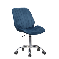 Chaise de bureau pivotante moderne en velours avec hauteur réglable et base rotative, structure en métal