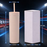 Gobelets en plastique réutilisables personnalisés, fins et élégants, en acrylique, de couleur pastel, semi-mat, écologiques, 16 oz, avec couvercle et paille, thermiques