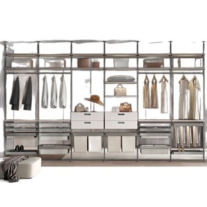 Cooper Open Wardrobe <b>Shelf</b> Floor To Ceiling Standing Type Clothing Organizer Stainless Steel Rectangle <b>Bedroom</b> Storage Rack - Product Image 4