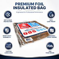 Sac isotherme réfléchissant la chaleur, imperméable, de qualité alimentaire, pliable et réutilisable pour la livraison de crème glacée, certifié SGS CE