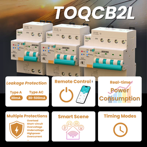 Pemutus Sirkuit RCBO Pintar Wi-Fi Tuya 30mA 10KA 2P/3P/4P untuk Penggunaan Industri dan Rumah Tangga dengan Proteksi Kebocoran dan Kontrol Jarak Jauh Chayo - Product Image 2
