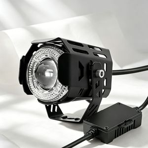 ไฟสปอร์ตไลท์มอเตอร์ไซค์แบบใส โครงเหล็ก ไฟ LED สีขาวเหลือง กระพริบแบบ Demon Eye 12V DC กันน้ำ สำหรับรถออฟโรด - Product Image 1