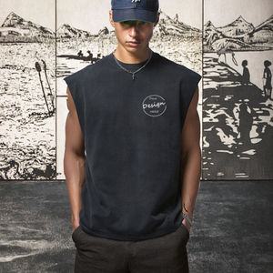 Camiseta sin mangas de punto 100% algodón de alta calidad Newman para hombre, estilo vintage lavado, sin pelusas, talla grande, deportiva, al por mayor - Product Image 3