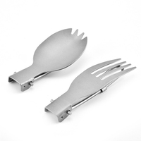 Cuillère-fourchette tactique EDC pliable universelle en titane à long manche avec logo personnalisé pour le voyage, le camping et la randonnée
