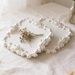 Moule en silicone pour plateau à <span class=keywords><strong>fleurs</strong></span> roses, bordure florale en dentelle, plateau carré, moules en résine pour <span class=keywords><strong>fleurs</strong></span>, moules en résine époxy, plâtre, artisanat de moulage - Product Image 4