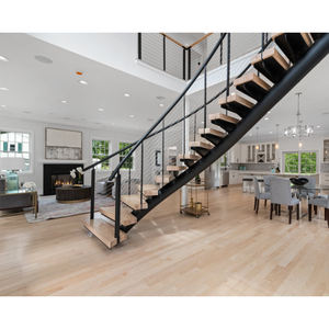 DIY Deluxe อุตสาหกรรม Minimalist ในร่ม Duplex ตรงบันไดบันไดและชุดกรณีบันไดแบบแยกส่วนพร้อมขาไม้ - Product Image 3