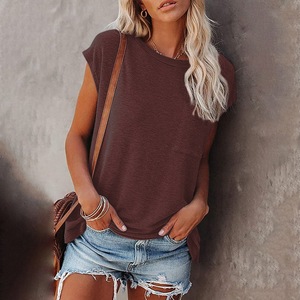 Groothandel Europese En Amerikaanse Zomer Nieuwe Stijl Buitenlandse Handel Vrouwen Blouse Effen Kleur Pocket Strapless Overhemd - Product Image 2