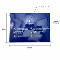 Porte-documents A4 personnalisé avec logo imprimé UV, pochette transparente en PP, surface brillante/mate/givrée, fermeture à bouton pression, pour le bureau et l'école