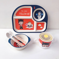 Ensemble d'assiettes et de bols pour tout-petits dessin animé ensemble d'assiettes divisées en bambou écologique pour enfants fournitures d'alimentation pour tout-petits ensemble de vaisselle pour enfants
