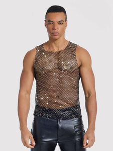 Débardeurs pour hommes <span class=keywords><strong>en</strong></span> <span class=keywords><strong>gros</strong></span> 2025, grands modèles <span class=keywords><strong>en</strong></span> <span class=keywords><strong>maille</strong></span>, débardeurs noirs d'été LGBT, débardeurs ajourés, gilets de rue à grands trous - Product Image 3