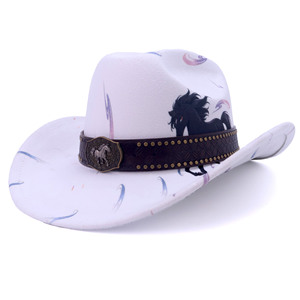 Chapeau de <span class=keywords><strong>cowgirl</strong></span> rose à motif cheval pour <span class=keywords><strong>femme</strong></span>, style western, avec strass et large bord, collection 2026, idéal pour les fêtes costumées. - Product Image 4