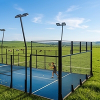 Terrain de padel en gazon artificiel de 12 mm résistant aux intempéries avec cadre en acier galvanisé Q235B robuste et fibre de verre