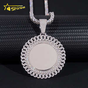 Nouveau design 2 pouces Moissanite <span class=keywords><strong>Pohto</strong></span> pendentif bijoux en argent Sterling 925 personnalisé Hip Hop mémoire Moissanite pendentif pour hommes cadeaux - Product Image 1