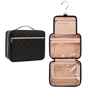 กระเป๋าผ้าไนลอนกันน้ำสำหรับผู้หญิงวัสดุโพลีเอสเตอร์มีซิปคู่ทนทานสำหรับเดินทางใช้ในห้องน้ำโลโก้ได้ตามต้องการ - Product Image 1