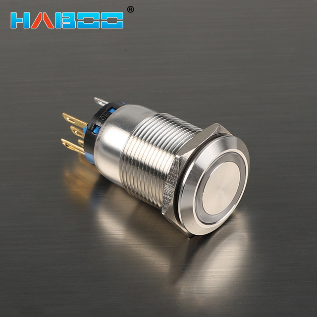 HABOO 19mm Metal Push Button Switch Stainless Steel Push Button Momentary Latching Push Button Switch