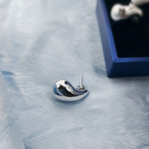 Pendientes Personalizables de Plata de Ley 925, Pendientes de Lágrima Huecos con Baño de Rodio, Elegantes y Versátiles para Mujer - Product Image 3