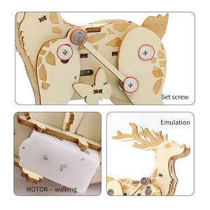 Regalo di Natale: Modellino di Renna a Carica Manuale, Puzzle 3D in Legno Fai-da-Te - Product Image 5