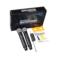 Mikrofon Karaoke Nirkabel Genggam Ganda E58 UHF Isi Ulang dengan Kondensor Omni-directional, Peredam Kebisingan, dan Lampu LED