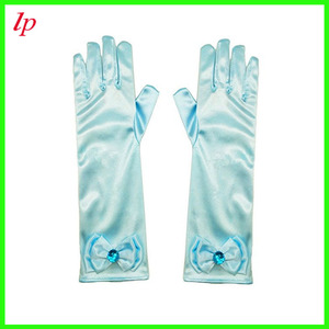 Belle Princess Costume Gloves Yellow Long Satin Bow <b>Red</b> <b>Bead</b> Child Party Accessory LPP4293 - Product Image 5