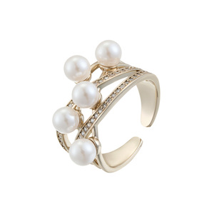 Fashionable Multi Layer Faux Pearl Open <b>Ring</b> <b>Adjustable</b> Hollow Index Finger <b>Ring</b> For Women Party Jewelry - Product Image 5