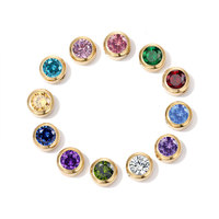 Breloques personnalisées de luxe en acier inoxydable 316L plaqué or 14k 18k avec strass pierres de naissance pour la fabrication de bijoux (bracelets, colliers)