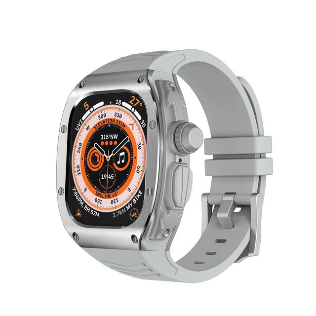 Metal Case Strap Kit for Apple Watch Ultra 49mm Stainless Steel Case Cover Silicone Bracelet for IWatch Series 49mm