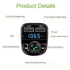 USB Car Charging <b>Transmitter</b> X8 Hands-free Call Multifunctional <b>Wireless</b> Car MP3 Player with Dual Usb Charger - Product Image 4