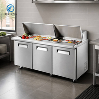 Réfrigérateur Commercial pour Bar à Salades en Acier Inoxydable ETL, Réfrigérateur de Préparation de Salades pour Pizzeria, Restaurant, Buffet - Vente Chaude