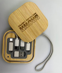 Cavo di Ricarica e Dati Multifunzione 6 in 1 in Bambù con Logo Personalizzato, Tipo <span class=keywords><strong>C</strong></span>, 60W, con Scatola di Stoccaggio, Set Cavo Bambù per Ricarica e Dati - Product Image 4