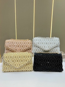 Mini Bolso de Mano para Novia, Bolso de Mano con Perlas, Bolso de Fiesta con Cuentas Hechas a Mano, Bolso de Hombro con Cadena para Boda, Bolso de Noche para Mujer, Bolso de Compromiso con Pedrería - Product Image 2
