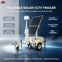 Caméra de sécurité solaire pliable avec 4 batteries 200Ah, mobile, solaire, mât manuel de 6 mètres, pour remorques de sécurité sur les champs pétrolifères