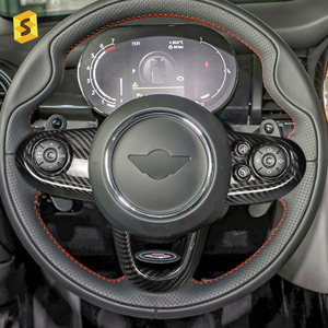 Cubierta de Lujo para el Marco de Botones del Volante en Fibra de Carbono Real para <span class=keywords><strong>MINI</strong></span> Clubman F54 F55 F56 F57 F60 - Product Image 1