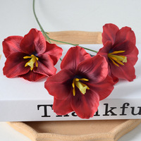 Tiges de tulipes artificielles de style français, 3 têtes, fleurs en soie, pétales ouverts et évasés, bouquet de fausses tulipes pour la décoration de mariage, de la maison et de la table