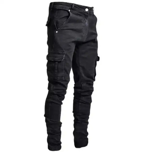 Jeans Cargo da <span class=keywords><strong>Uomo</strong></span> a Vita Media, Gamba Dritta, Vestibilità Slim, Elasticizzati, con Zip, Casual, Sostenibili, <span class=keywords><strong>Pantaloni</strong></span> Lunghi con Tasche <span class=keywords><strong>Laterali</strong></span> - Product Image 5