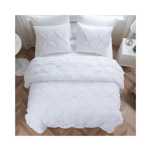 Fashion Twist Flower Design Duvet Set White Soft Microfiber Filling 100% Cotton Fabric Comforter Pillowcase Set