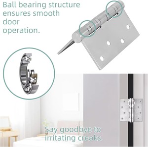 Charnières de porte à roulement à billes, charnières de porte robustes en acier inoxydable avec coins carrés pour portes et fenêtres - Product Image 2