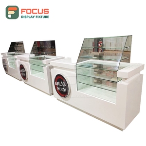 Commercial Smoke Shop Display Cabinet Wood Glass Counter LED <b>Lighting</b> Tobacco Display Cabinet - Product Image 4