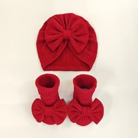 Conjunto de Gorro Turbante con Lazo y Calcetines para Bebés, para Uso Diario, Cómodo, Primavera y Otoño