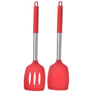 Wholesale High Quality Kitchen Accessories Stainless Steel Handle Non-stick Pan Heat Resistant Black <b>Silicone</b> Spatula - Product Image 5