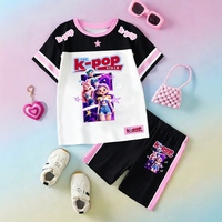 Ensemble décontracté deux pièces K-pop pour filles, color-block, respirant, en softshell, t-shirt à manches courtes et short, uniforme scolaire, sportif d'été