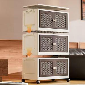 Rattan Tasarımlı Katlanabilir Saklama Kutusu Çekmeceli Tekerlekli (Bej, Kahverengi) - Product Image 6
