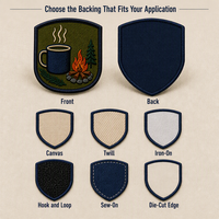 Badge brodé 3D personnalisé pour tasse de camping, mug de camping, ou comme emblème de feu de camp, pour veste, sac à dos, ou comme cadeau d'extérieur