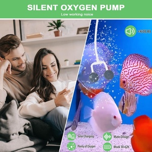 Mini Solar Powered Air <b>Pump</b> Rechargeable <b>Battery</b> Operated Low Noise Oxygenator Home Aquarium Small Fish Pond Fishing Use - Product Image 3