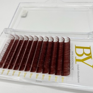 Plateaux à <span class=keywords><strong>cils</strong></span> personnalisés en plastique rose, vegan, effet vison, velours, soie foncée, extensions de <span class=keywords><strong>cils</strong></span> en cachemire 0.07 D Curl, doux avec base lâche - Product Image 5