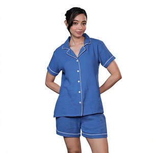 Ensemble de pyjama en gaze de coton premium pour femmes, vêtements de nuit doux pour l'été, fournisseur OEM ODM - Product Image 1